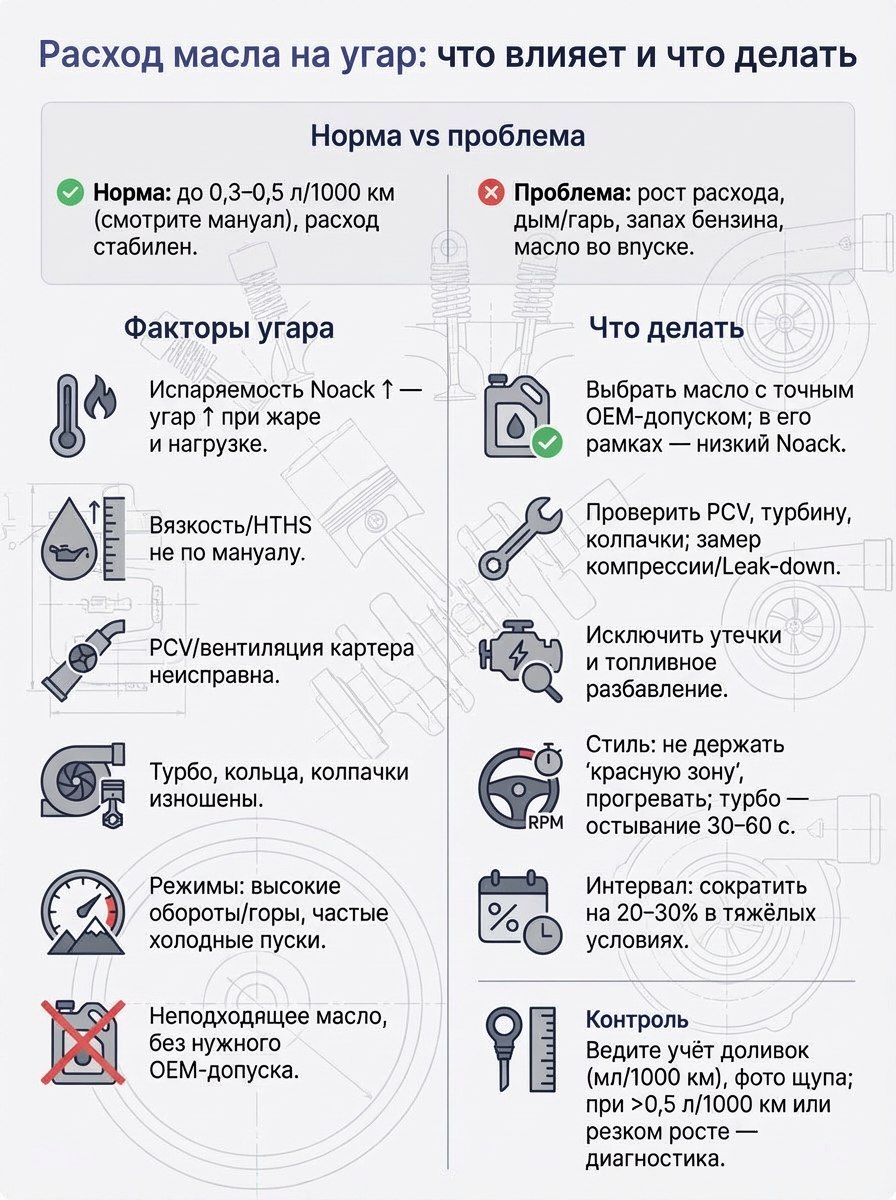 Расход масла на угар: что реально влияет