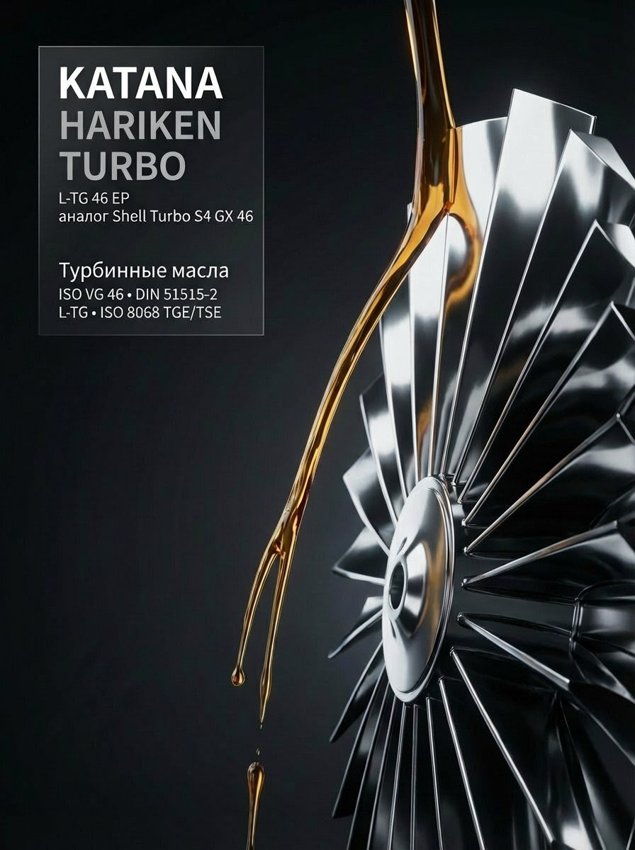 Надёжность турбин ISO VG 46 без переплаты: KATANA HARIKEN TURBO L‑TG 46 EP — аналог Shell Turbo S4 GX 46 Надёжность турбин ISO VG 46 без переплаты: KATANA HARIKEN TURBO L‑TG 46 EP — аналог Shell Turbo S4 GX 46