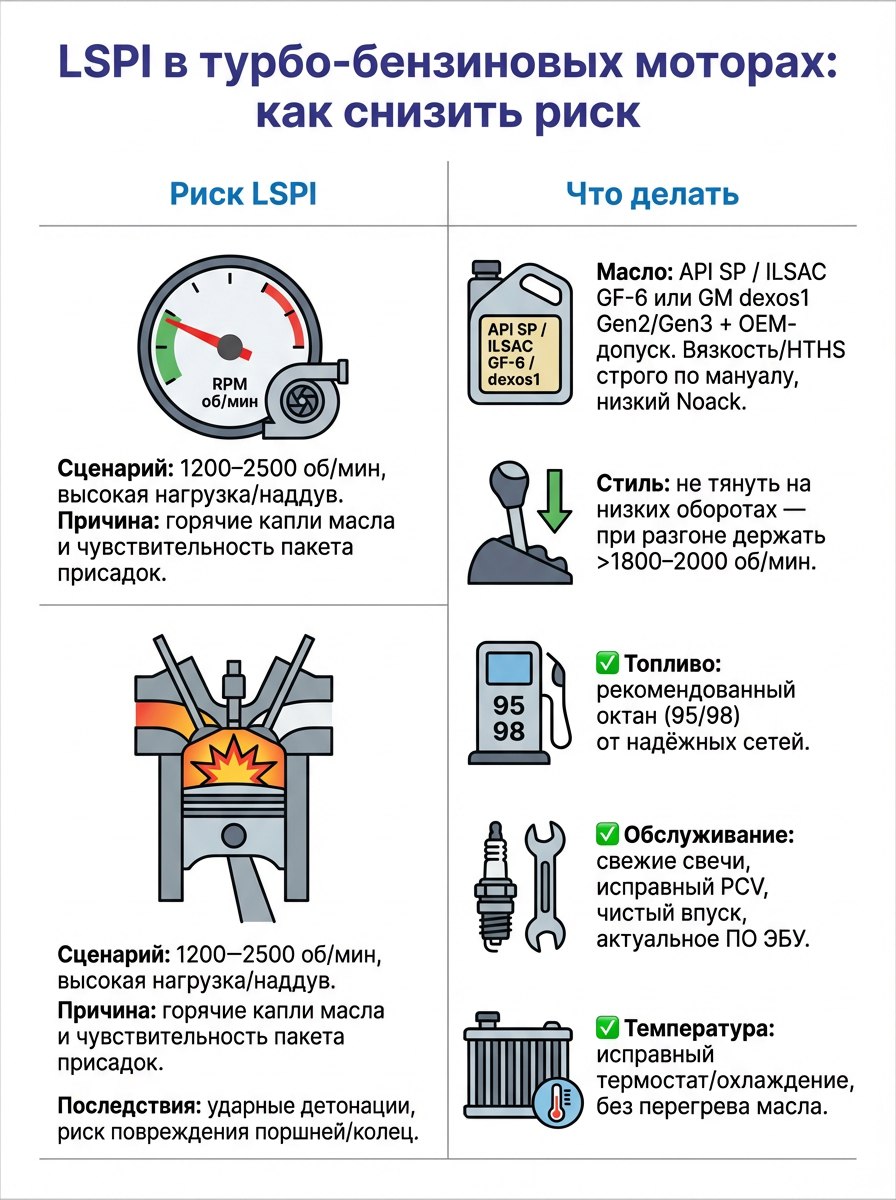 LSPI в турбо‑бензиновых моторах: роль масла